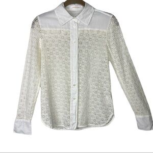 See by Chloé Eyelet Lace Button-Front Blouse Size 2